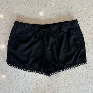 Jcrew Factory Linen PomPom Shorts - Black - Size Large